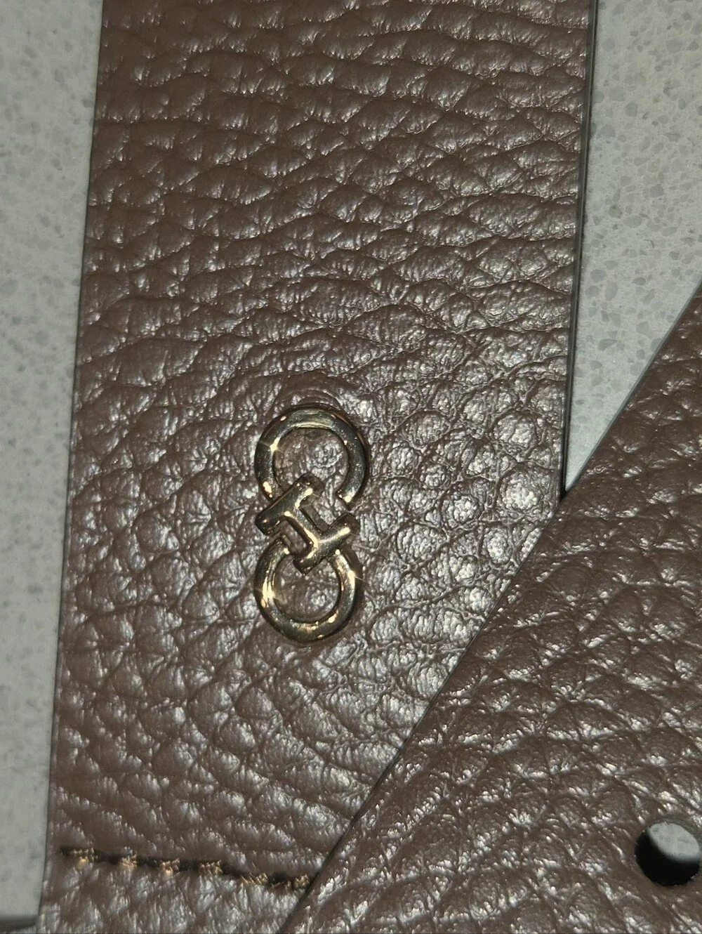 Cole Haan Brown Leather Belt with Gold Ring Buckle